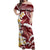 Blood Gold Polynesia Off Shoulder Maxi Dress Polynesian Frangipani With Sea Turtles