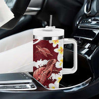 Blood Gold Polynesia Tumbler With Handle Polynesian Frangipani With Sea Turtles