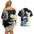 Black Polynesia Couples Matching Off Shoulder Short Dress and Hawaiian Shirt Polynesian Frangipani With Sea Turtles