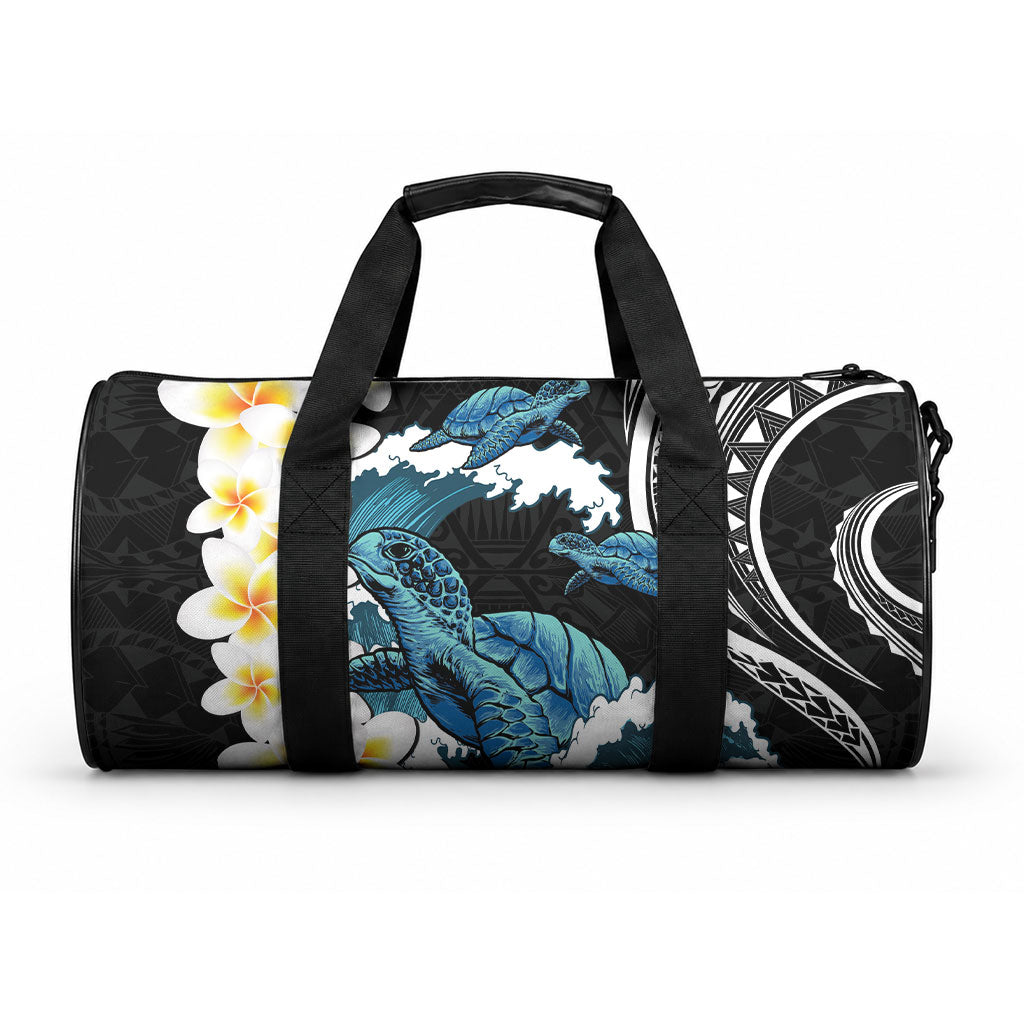 Black Polynesia Duffle Bag Polynesian Frangipani With Sea Turtles LT14 One size Black - Polynesian Pride