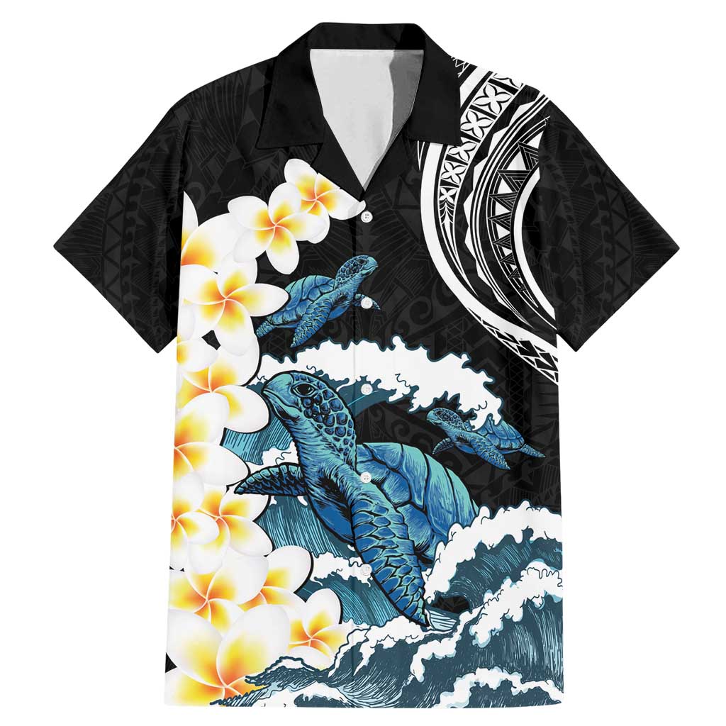 Black Polynesia Family Matching Mermaid Dress and Hawaiian Shirt Polynesian Frangipani With Sea Turtles
