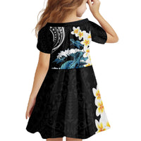 Black Polynesia Family Matching Off The Shoulder Long Sleeve Dress and Hawaiian Shirt Polynesian Frangipani With Sea Turtles LT14 - Polynesian Pride