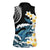 Black Polynesia Women Sleeveless Polo Shirt Polynesian Frangipani With Sea Turtles