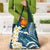 Dark Teal Polynesia Grocery Bag Polynesian Frangipani With Sea Turtles