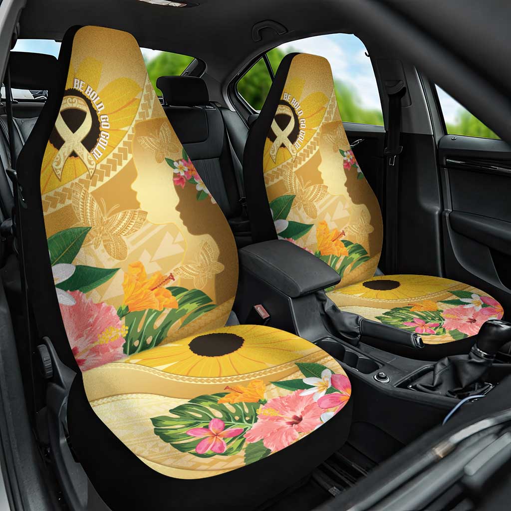 Polynesia Childhood Cancer Awareness Car Seat Cover Be Bold Go Gold Polynesian Art LT14 One Size Gold - Polynesian Pride