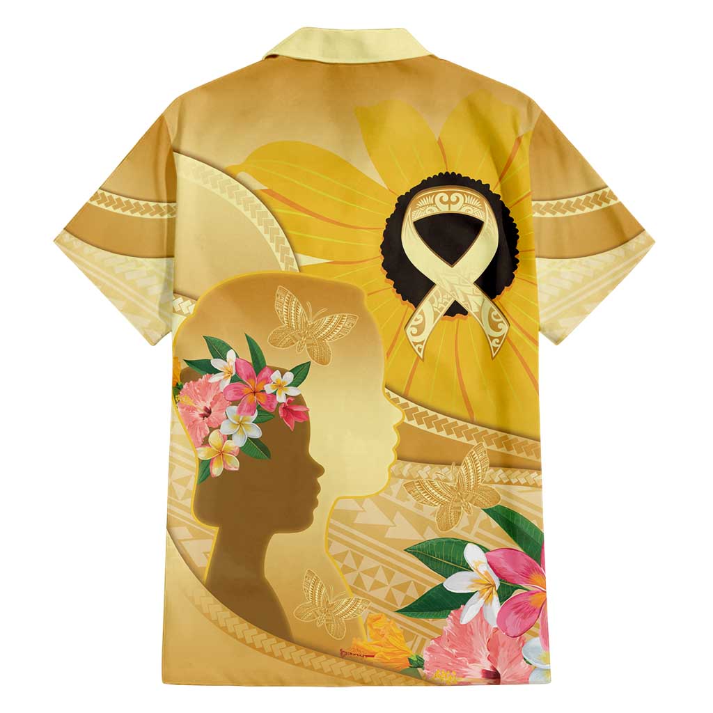 Polynesia Childhood Cancer Awareness Family Matching Long Sleeve Bodycon Dress and Hawaiian Shirt Be Bold Go Gold Polynesian Art LT14 - Polynesian Pride