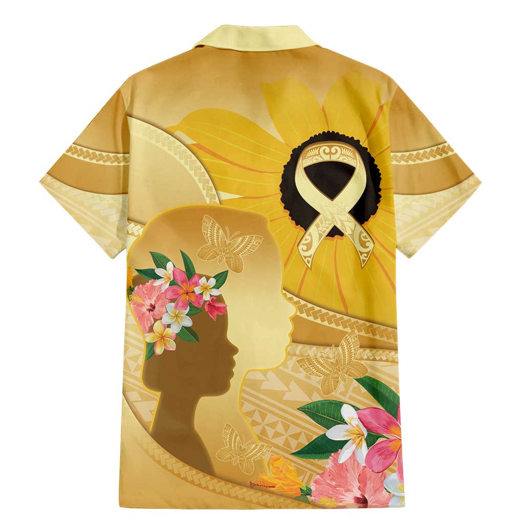 Polynesia Childhood Cancer Awareness Family Matching Mermaid Dress and Hawaiian Shirt Be Bold Go Gold Polynesian Art LT14 - Polynesian Pride