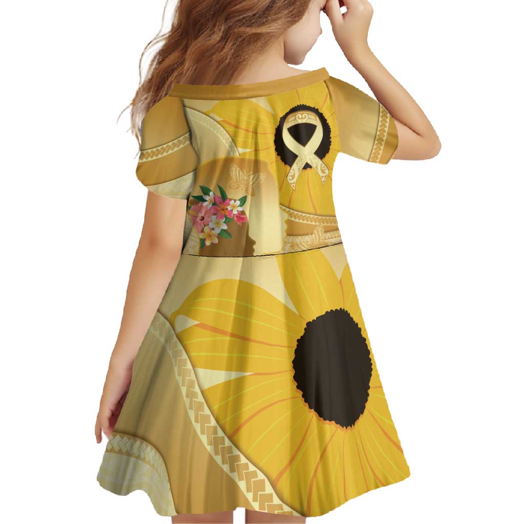 Polynesia Childhood Cancer Awareness Family Matching Off Shoulder Maxi Dress and Hawaiian Shirt Be Bold Go Gold Polynesian Art LT14 - Polynesian Pride