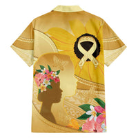 Polynesia Childhood Cancer Awareness Family Matching Off Shoulder Maxi Dress and Hawaiian Shirt Be Bold Go Gold Polynesian Art LT14 - Polynesian Pride