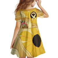 Polynesia Childhood Cancer Awareness Family Matching Off Shoulder Short Dress and Hawaiian Shirt Be Bold Go Gold Polynesian Art LT14 - Polynesian Pride
