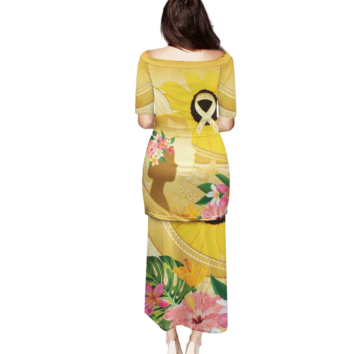 Polynesia Childhood Cancer Awareness Family Matching Puletasi and Hawaiian Shirt Be Bold Go Gold Polynesian Art LT14 - Polynesian Pride
