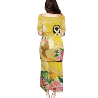 Polynesia Childhood Cancer Awareness Family Matching Puletasi and Hawaiian Shirt Be Bold Go Gold Polynesian Art LT14 - Polynesian Pride