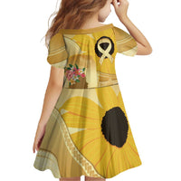 Polynesia Childhood Cancer Awareness Family Matching Short Sleeve Bodycon Dress and Hawaiian Shirt Be Bold Go Gold Polynesian Art LT14 - Polynesian Pride