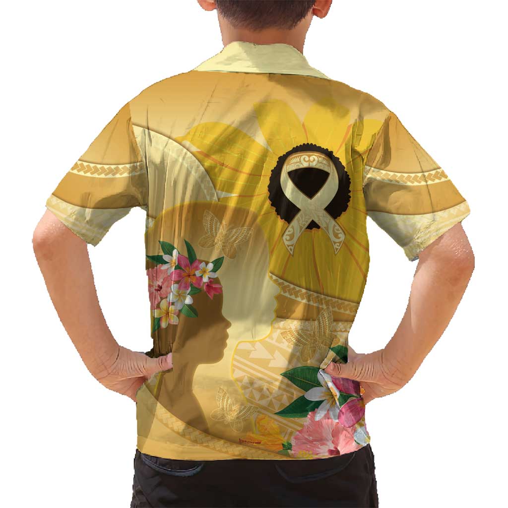 Polynesia Childhood Cancer Awareness Family Matching Summer Maxi Dress and Hawaiian Shirt Be Bold Go Gold Polynesian Art LT14 - Polynesian Pride