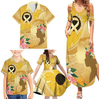 Polynesia Childhood Cancer Awareness Family Matching Summer Maxi Dress and Hawaiian Shirt Be Bold Go Gold Polynesian Art LT14 - Polynesian Pride