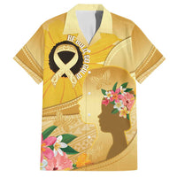 Polynesia Childhood Cancer Awareness Family Matching Summer Maxi Dress and Hawaiian Shirt Be Bold Go Gold Polynesian Art LT14 Dad's Shirt - Short Sleeve Gold - Polynesian Pride