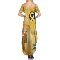 Polynesia Childhood Cancer Awareness Family Matching Summer Maxi Dress and Hawaiian Shirt Be Bold Go Gold Polynesian Art LT14 - Polynesian Pride