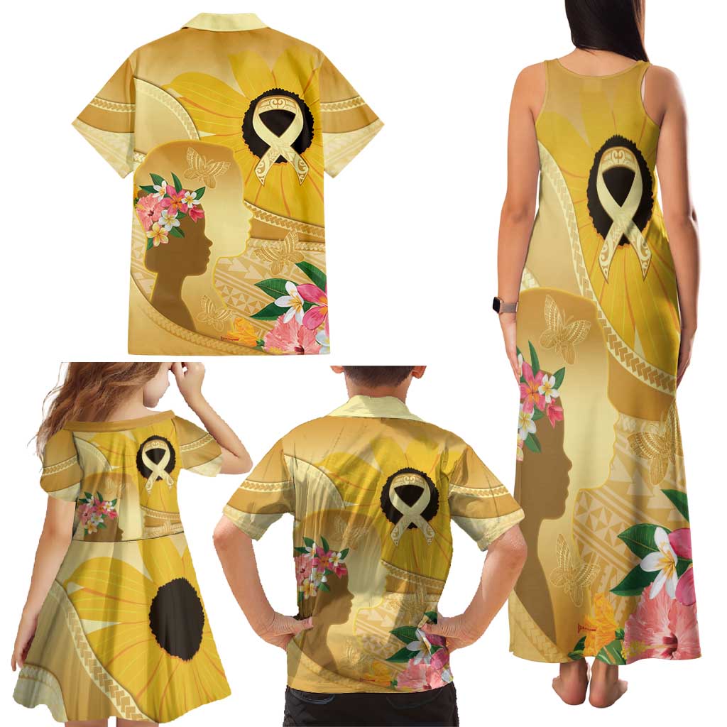 Polynesia Childhood Cancer Awareness Family Matching Tank Maxi Dress and Hawaiian Shirt Be Bold Go Gold Polynesian Art LT14 - Polynesian Pride