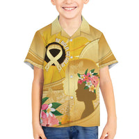Polynesia Childhood Cancer Awareness Family Matching Tank Maxi Dress and Hawaiian Shirt Be Bold Go Gold Polynesian Art LT14 Son's Shirt Gold - Polynesian Pride