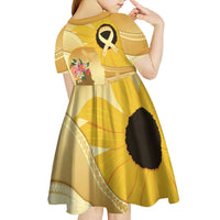 Polynesia Childhood Cancer Awareness Kid Short Sleeve Dress Be Bold Go Gold Polynesian Art