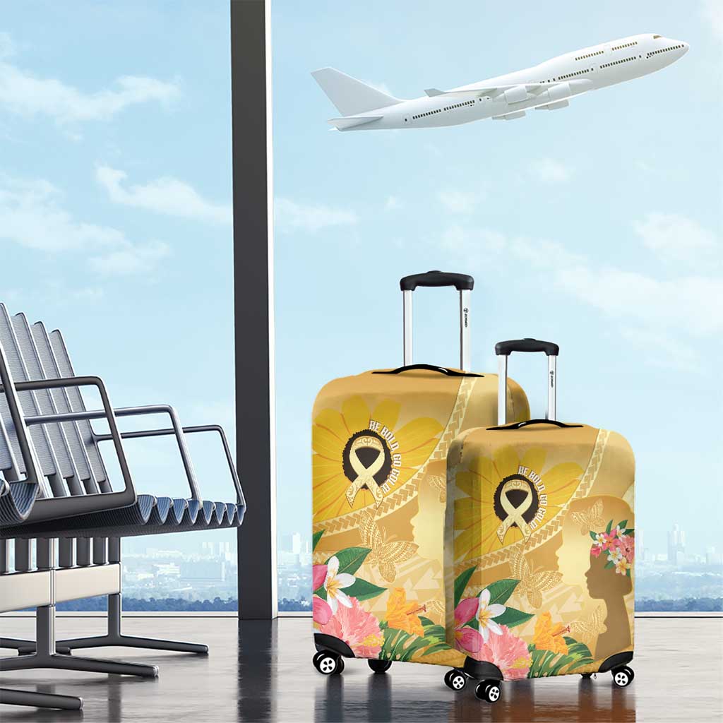 Polynesia Childhood Cancer Awareness Luggage Cover Be Bold Go Gold Polynesian Art