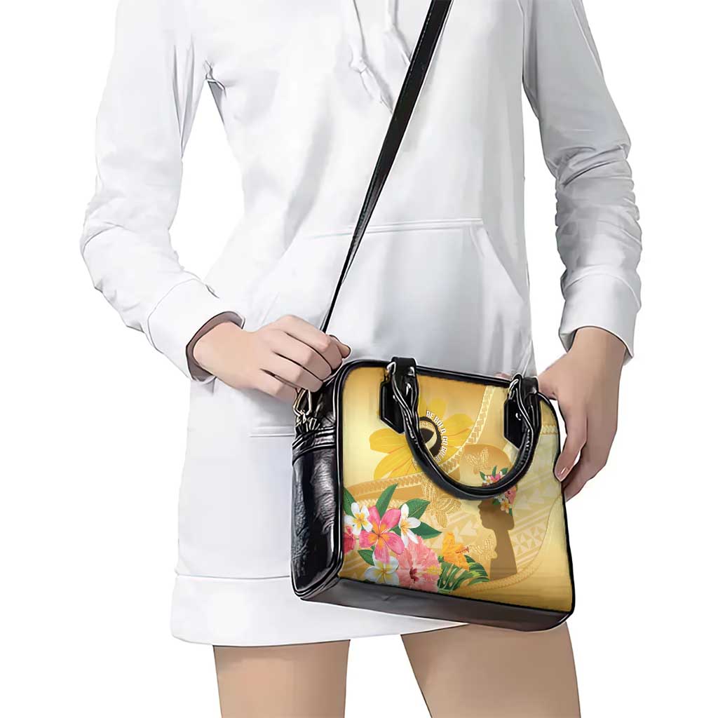 Polynesia Childhood Cancer Awareness Shoulder Handbag Be Bold Go Gold Polynesian Art