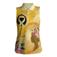 Polynesia Childhood Cancer Awareness Women Sleeveless Polo Shirt Be Bold Go Gold Polynesian Art