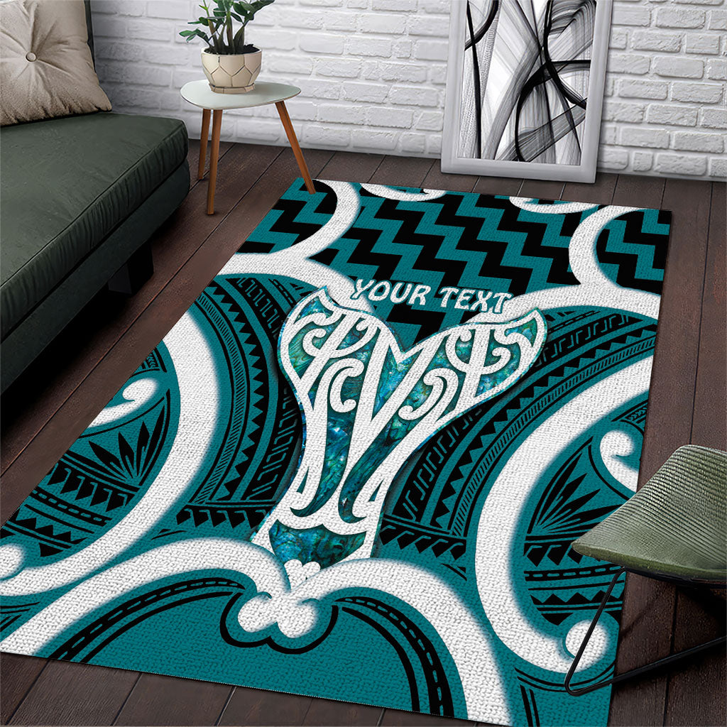 Aotearoa Atua Tangaroa Personalised Area Rug God Of The Sea Maori Whale Tail Cyan LT14 Cyan - Polynesian Pride