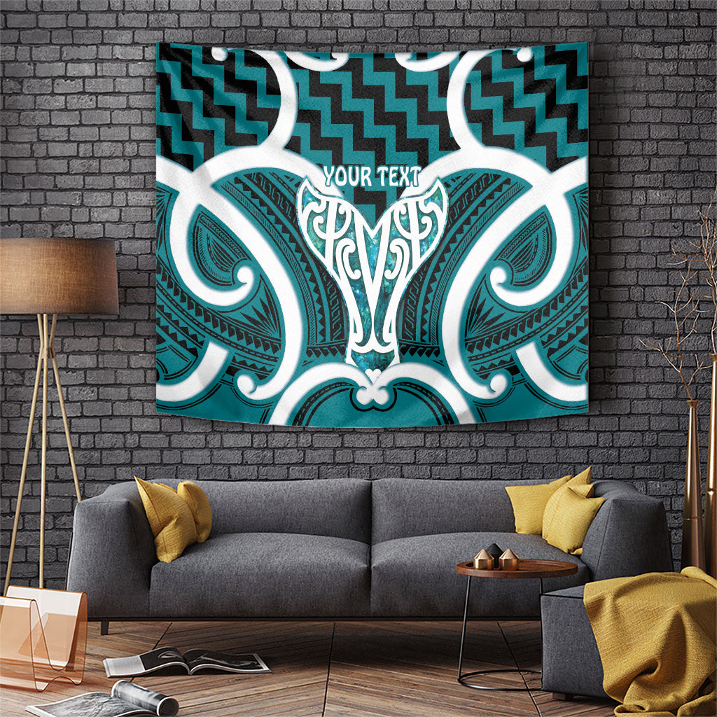 Aotearoa Atua Tangaroa Personalised Tapestry God Of The Sea Maori Whale Tail Cyan LT14 Cyan - Polynesian Pride
