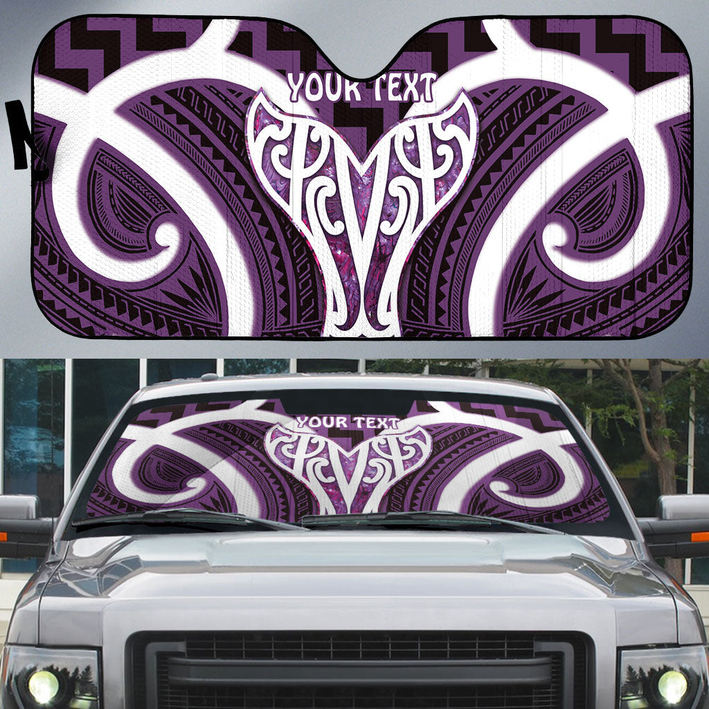 Aotearoa Atua Tangaroa Personalised Auto Sun Shade God Of The Sea Maori Whale Tail Purple LT14 Purple - Polynesian Pride