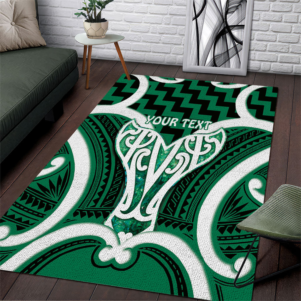 Aotearoa Atua Tangaroa Personalised Area Rug God Of The Sea Maori Whale Tail Green LT14 Green - Polynesian Pride