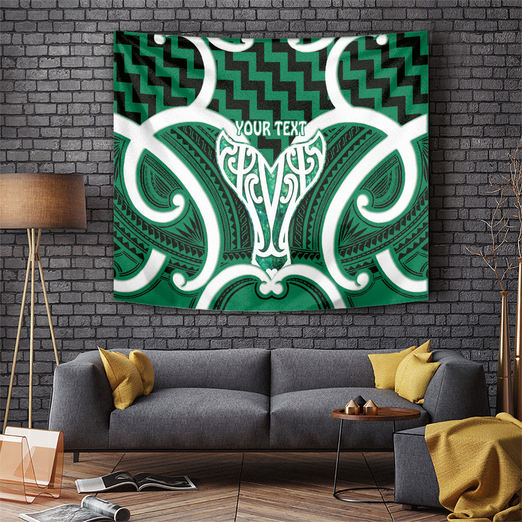 Aotearoa Atua Tangaroa Personalised Tapestry God Of The Sea Maori Whale Tail Green LT14 Green - Polynesian Pride