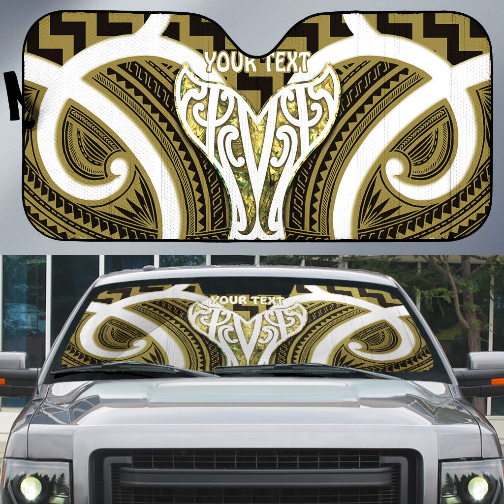 Aotearoa Atua Tangaroa Personalised Auto Sun Shade God Of The Sea Maori Whale Tail Yellow LT14 Yellow - Polynesian Pride