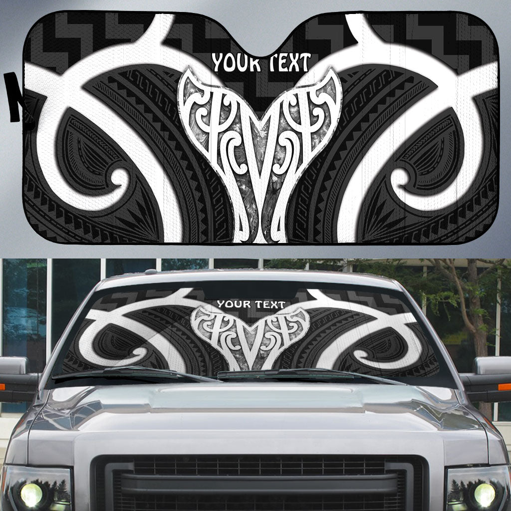 Aotearoa Atua Tangaroa Personalised Auto Sun Shade God Of The Sea Maori Whale Tail Black LT14 Black - Polynesian Pride