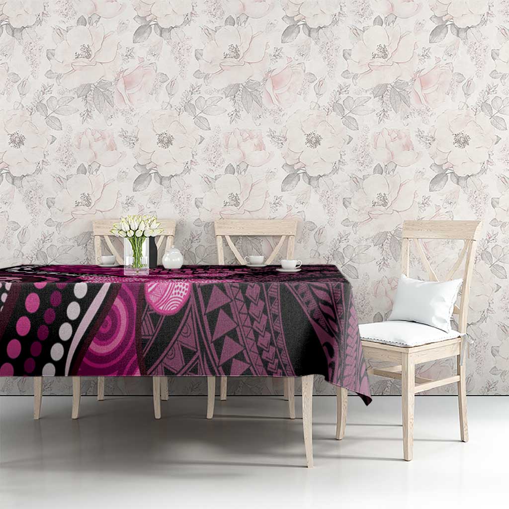 Think Pink Breast Cancer Awareness Tablecloth Butterfly Aboriginal Mix Polynesian Pattern