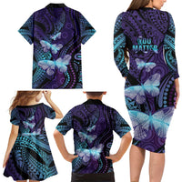 You Matter Suicide Prevention Awareness Family Matching Long Sleeve Bodycon Dress and Hawaiian Shirt Butterfly Aboriginal Mix Polynesian Pattern LT14 - Polynesian Pride