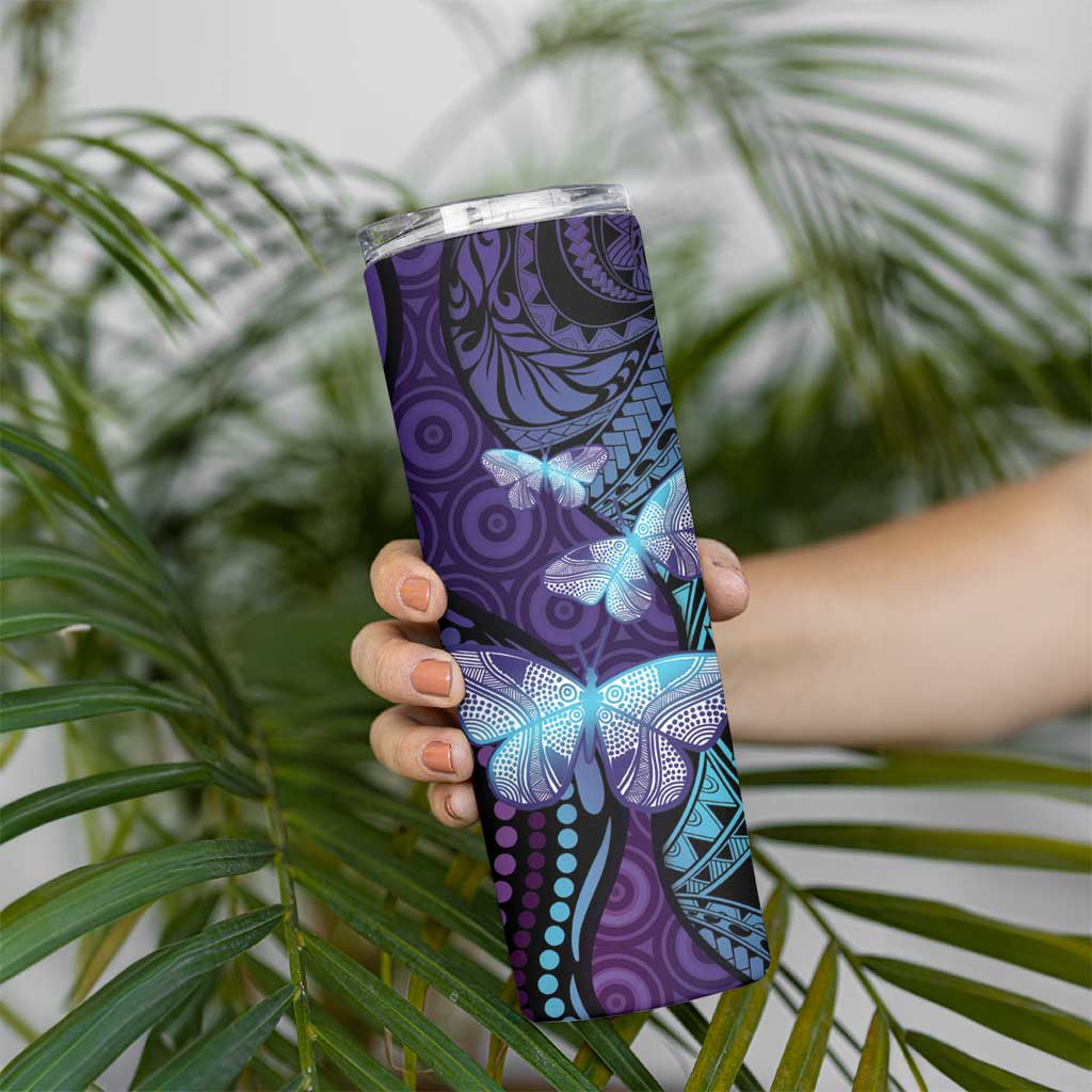 You Matter Suicide Prevention Awareness Skinny Tumbler Butterfly Aboriginal Mix Polynesian Pattern LT14 - Polynesian Pride