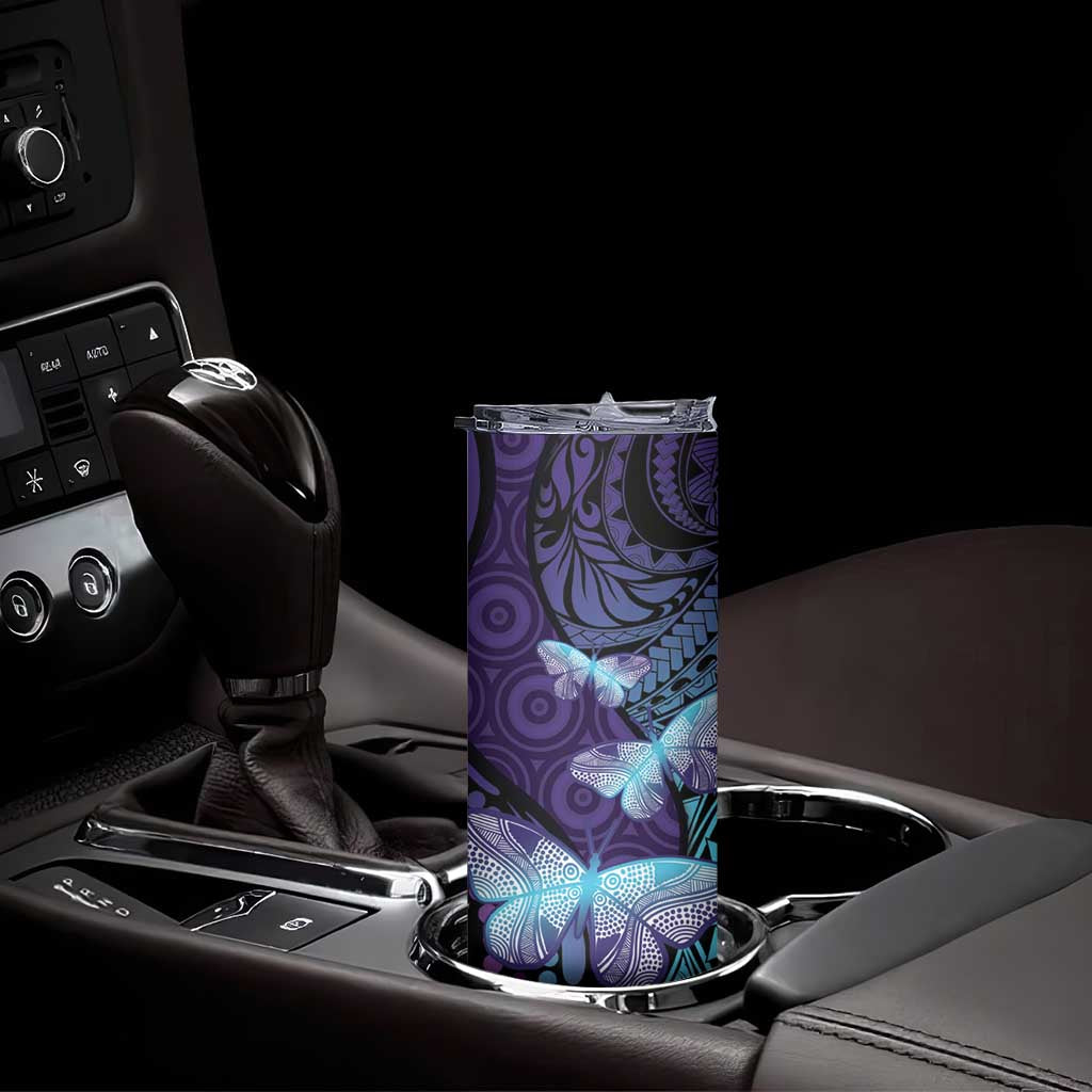 You Matter Suicide Prevention Awareness Skinny Tumbler Butterfly Aboriginal Mix Polynesian Pattern LT14 - Polynesian Pride