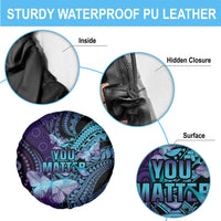 You Matter Suicide Prevention Awareness Spare Tire Cover Butterfly Aboriginal Mix Polynesian Pattern