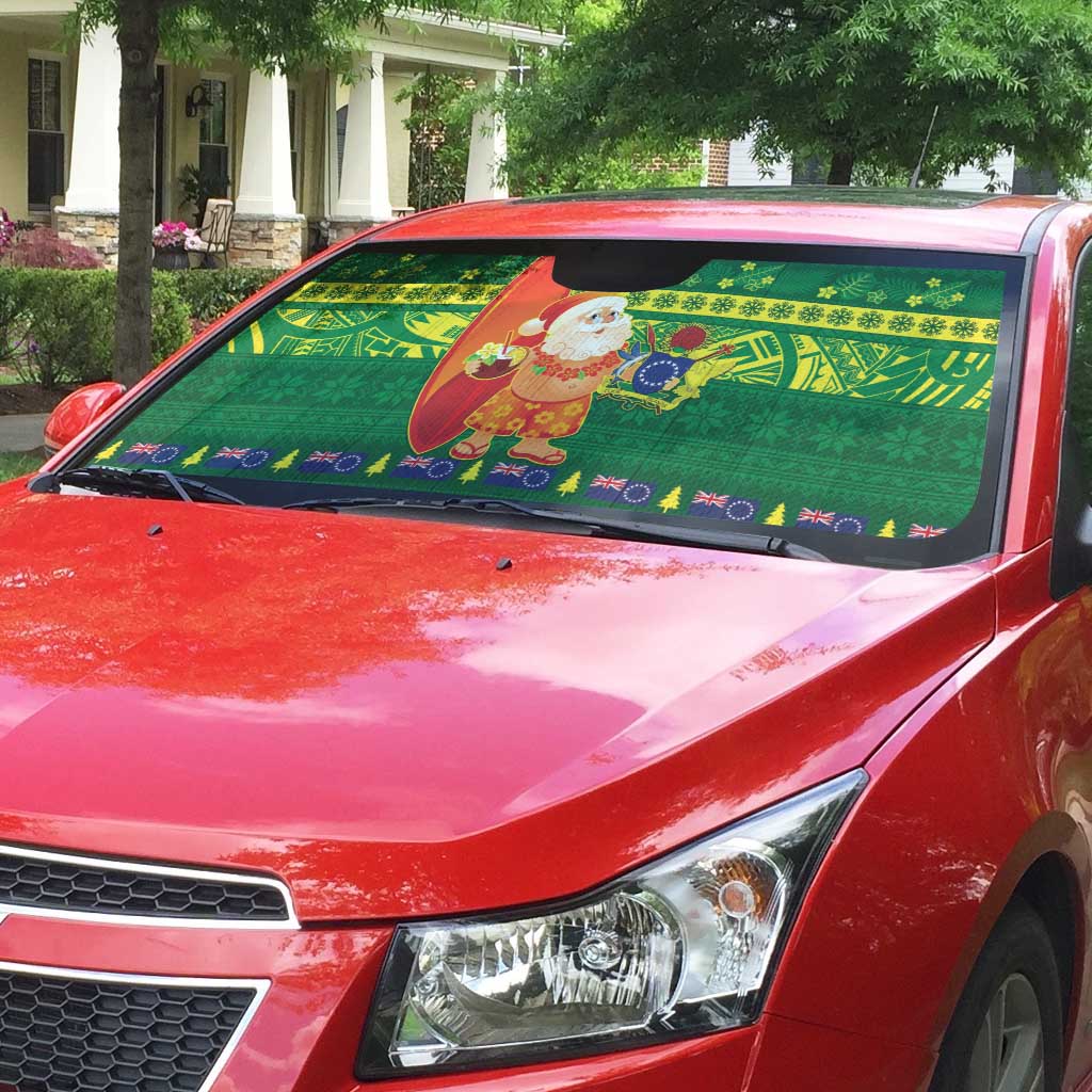 Cook Islands Christmas Auto Sun Shade Surfing Santa Mere Kiritimiti - Polynesian Pride