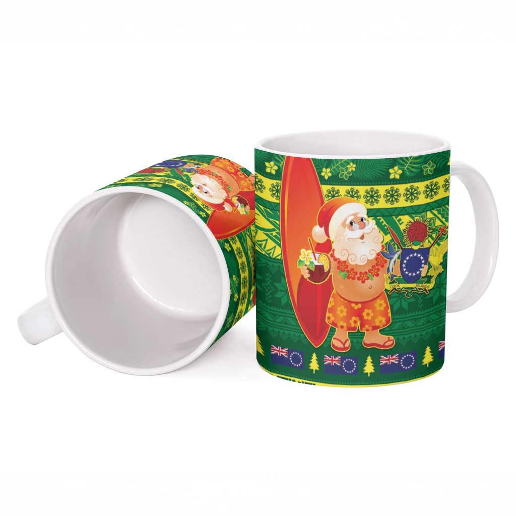 Cook Islands Christmas Ceramic Mug Surfing Santa Mere Kiritimiti - Polynesian Pride