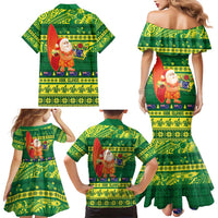 Cook Islands Christmas Family Matching Mermaid Dress and Hawaiian Shirt Surfing Santa Mere Kiritimiti LT14 - Polynesian Pride