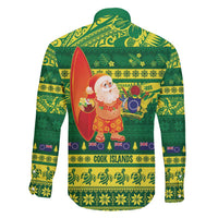 Cook Islands Christmas Family Matching Off Shoulder Maxi Dress and Hawaiian Shirt Surfing Santa Mere Kiritimiti LT14 - Polynesian Pride