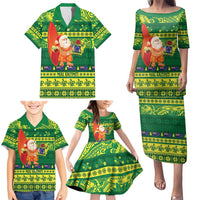 Cook Islands Christmas Family Matching Puletasi and Hawaiian Shirt Surfing Santa Mere Kiritimiti LT14 - Polynesian Pride