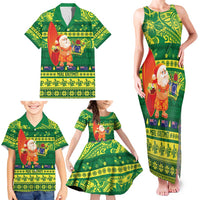Cook Islands Christmas Family Matching Tank Maxi Dress and Hawaiian Shirt Surfing Santa Mere Kiritimiti LT14 - Polynesian Pride