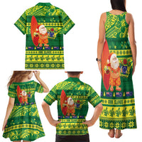 Cook Islands Christmas Family Matching Tank Maxi Dress and Hawaiian Shirt Surfing Santa Mere Kiritimiti LT14 - Polynesian Pride