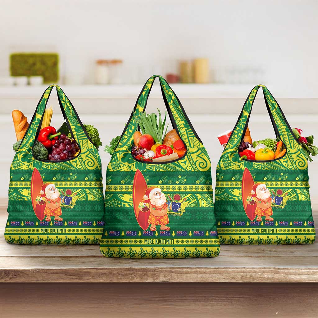 Cook Islands Christmas Grocery Bag Surfing Santa Mere Kiritimiti - Polynesian Pride