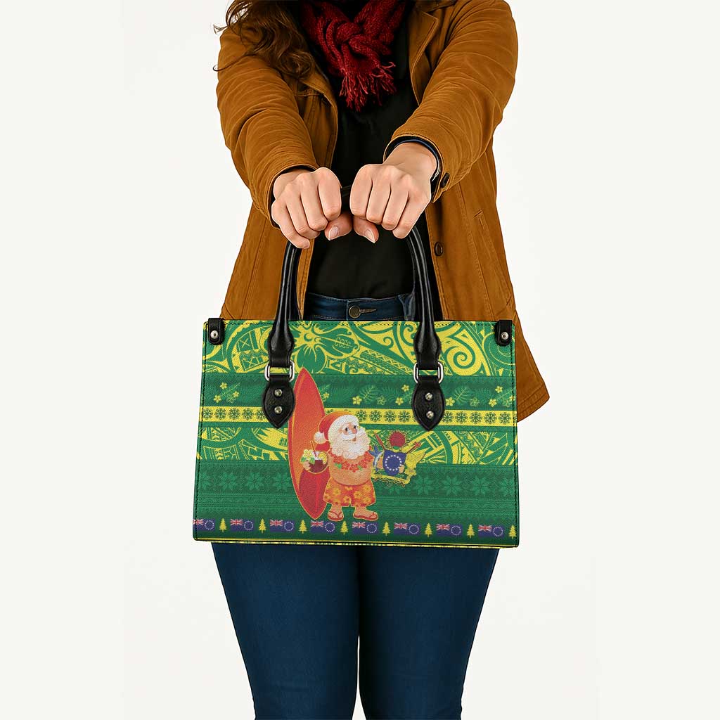 Cook Islands Christmas Leather Bag Surfing Santa Mere Kiritimiti - Polynesian Pride