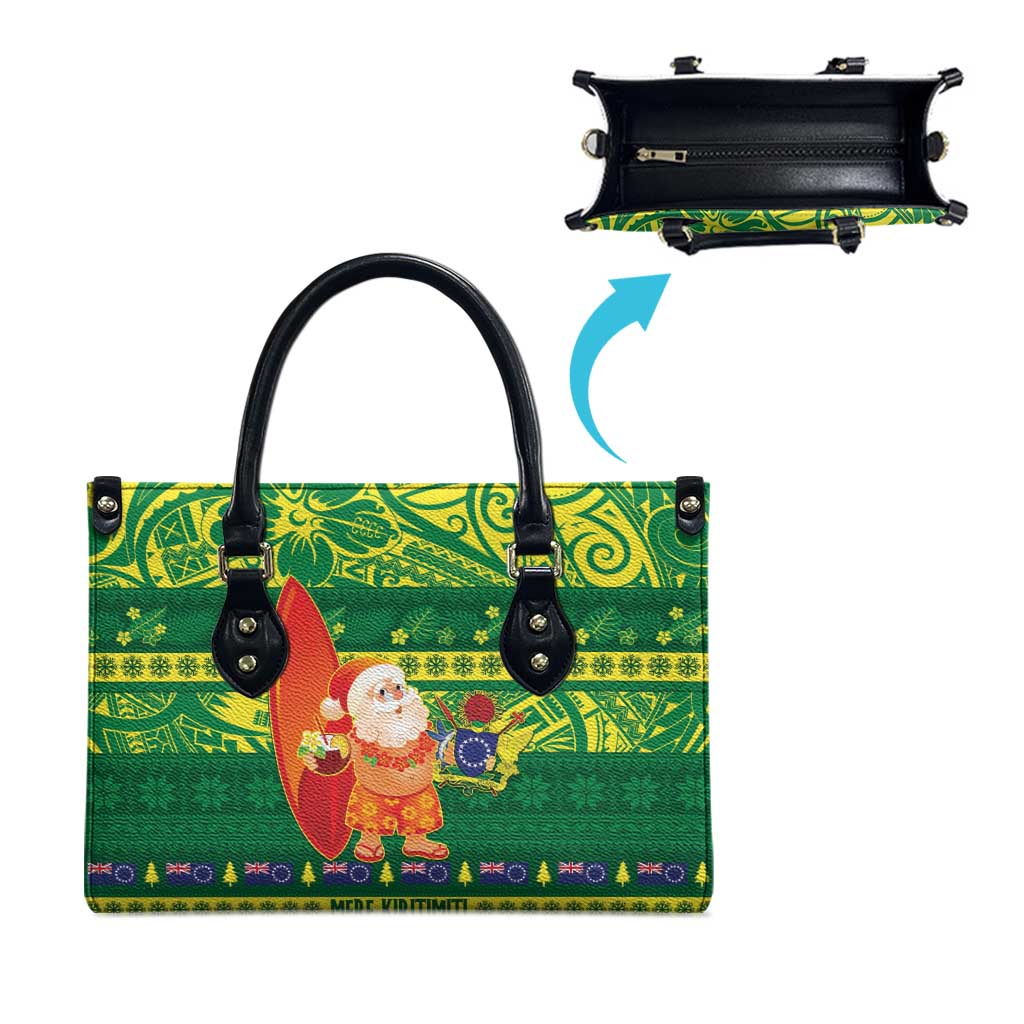 Cook Islands Christmas Leather Bag Surfing Santa Mere Kiritimiti - Polynesian Pride