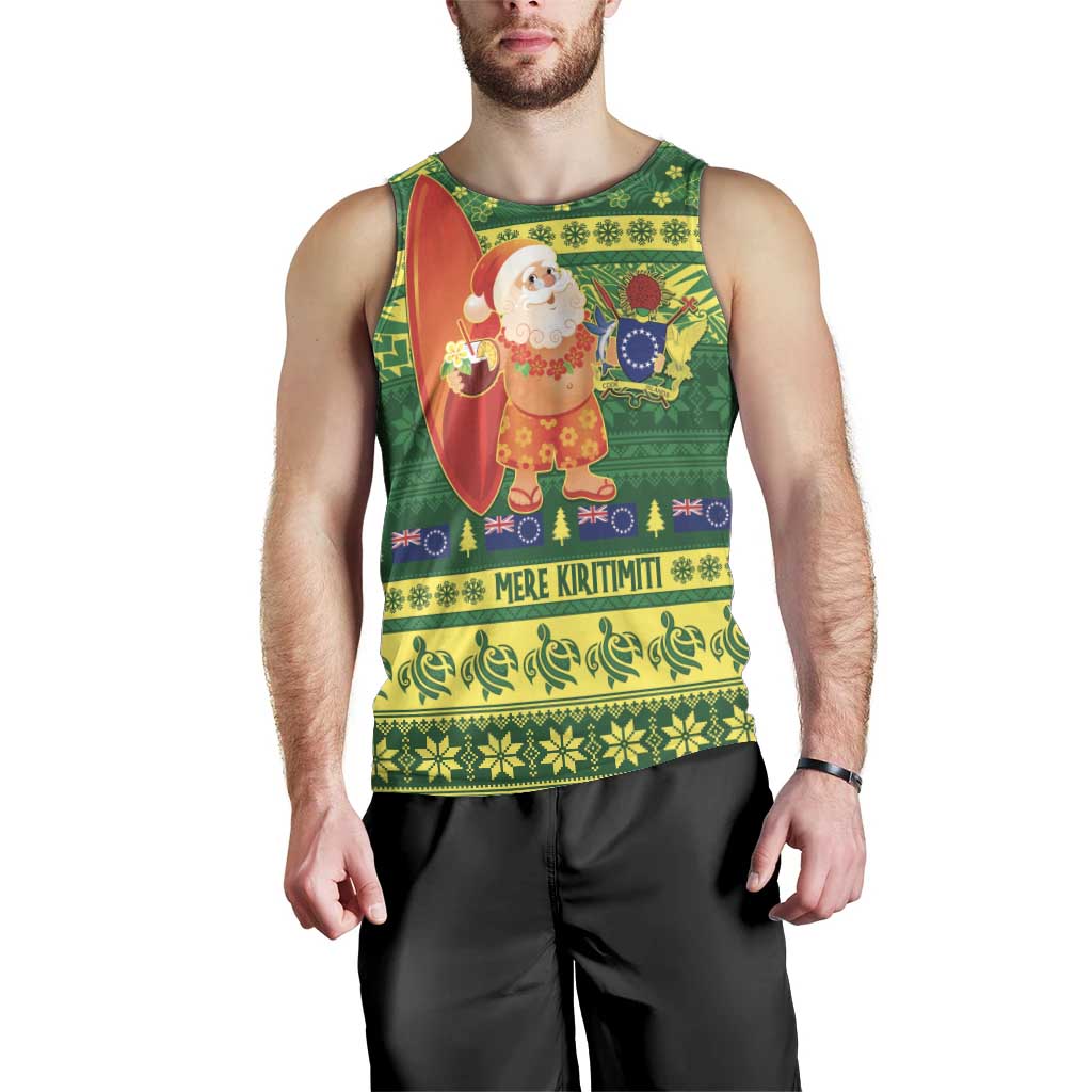 Cook Islands Christmas Men Tank Top Surfing Santa Mere Kiritimiti - Polynesian Pride